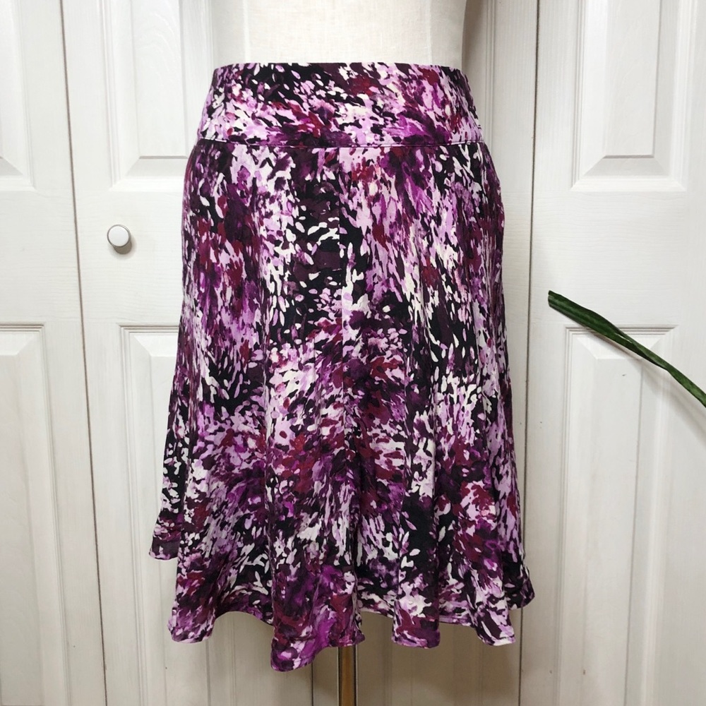 WHBM purple print a-line/full skirt, with pockets